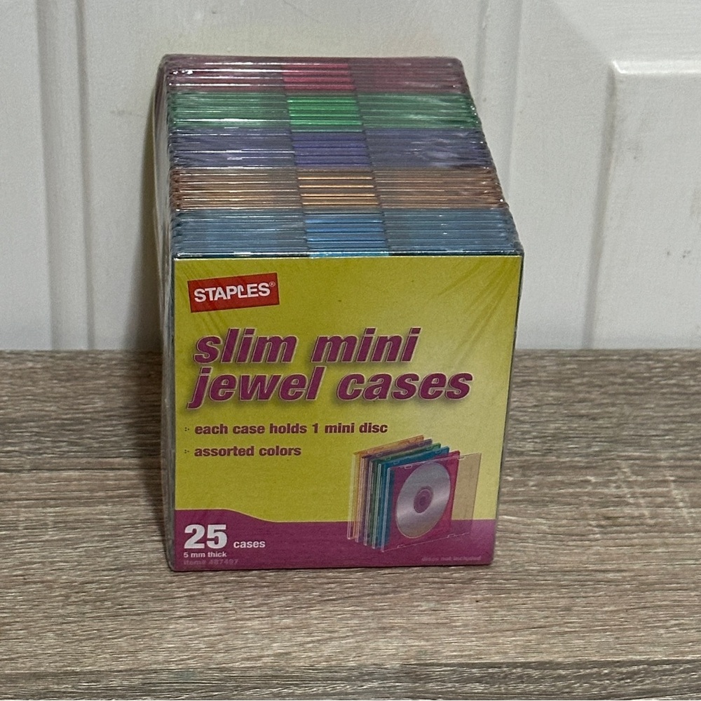 Slim Mini CD Disc Jewel Cases Staples Multi Colors 5mm thick 25 Pack‎ New